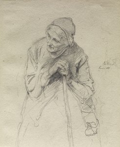 Old Woman Leaning on a Stick